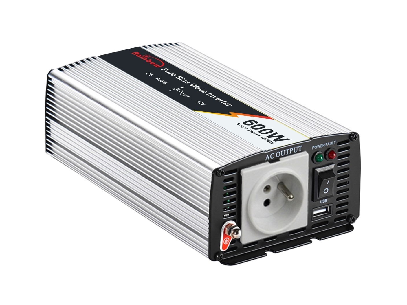 Pure sine power inverter 12V/230V 600W with charger